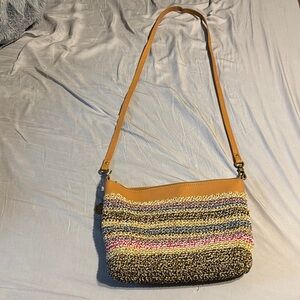 The Sak Striped Crossbody Bag with Tan Strap